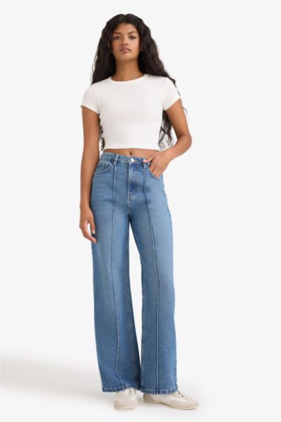 Jean large taille haute style des années 90 Coupe droite