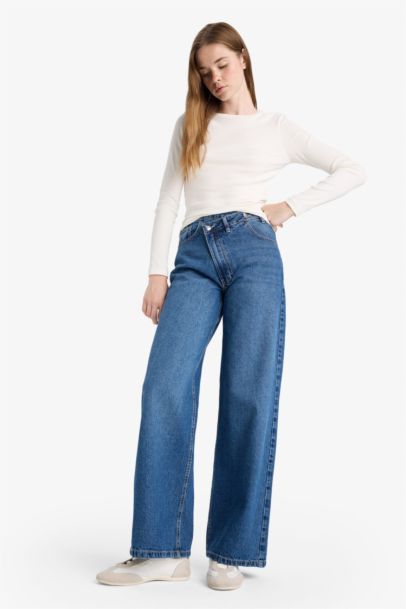 Jean large taille haute Coupe droite