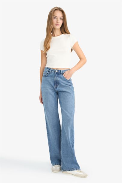Regular Hem Denim Large Trousers