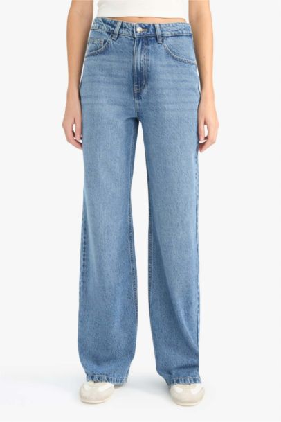 Regular Hem Denim Large Trousers