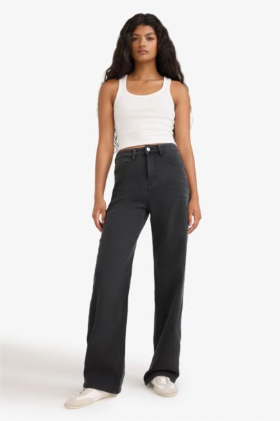 Relax Fit High Waist Straight Leg Long Jeans