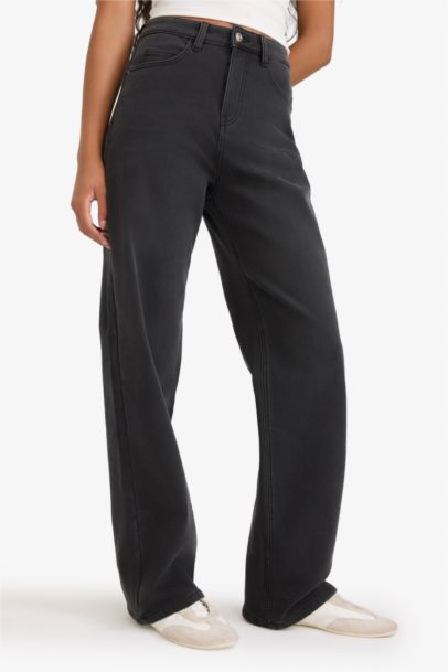 Relax Fit High Waist Straight Leg Long Jeans