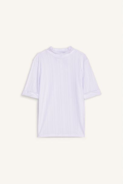 Regular Fit Half Turtleneck Ribbed Camisole T-Shirt