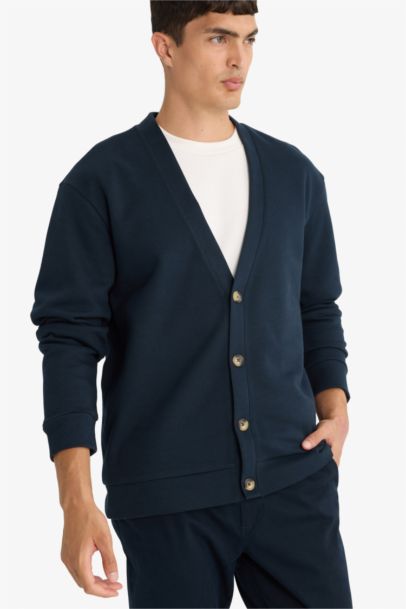 Cardigan en piqué à col V et boutons Coupe régulière