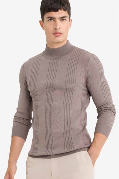 Pull en tricot à demi-col roulé Coupe standard