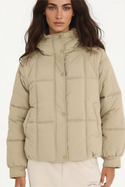 Regular Fit Hooded Zippered Puffer Jacket
