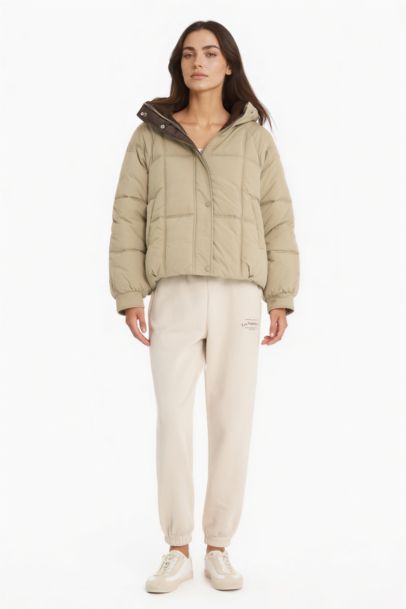 Regular Fit Kapüşonlu Fermuarlı Şişme Mont