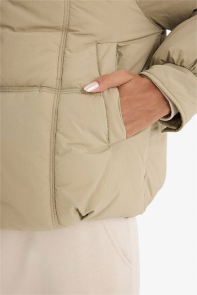 Regular Fit Hooded Zippered Puffer Jacket