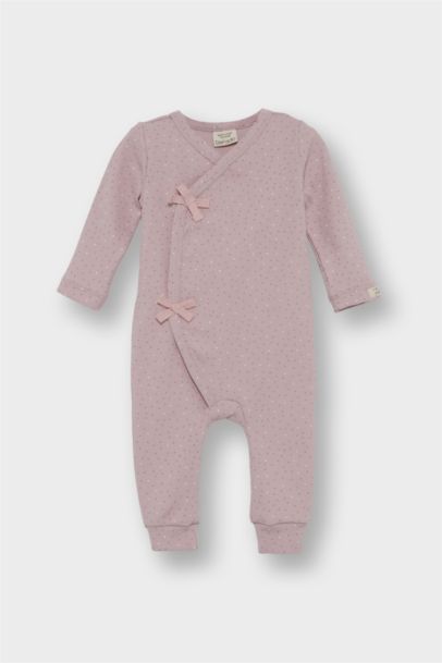 Puantiyeli Fitilli Kaşkorse Uzun Kollu Tulum Kız Bebek Yenidoğan