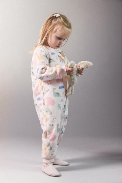 Combinaison zippée à manches longues imprimé dinosaure 1 Tog pour bébé fille