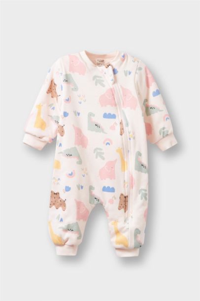 Combinaison zippée à manches longues imprimé dinosaure 1 Tog pour bébé fille