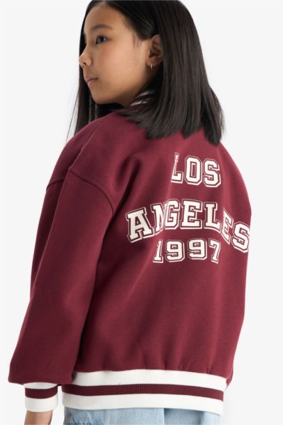 Girl Slogan Printed Thick Fabric Cardigan