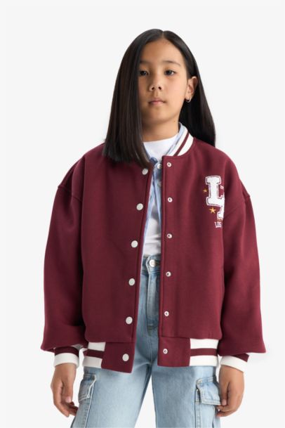 Girl Slogan Printed Thick Fabric Cardigan