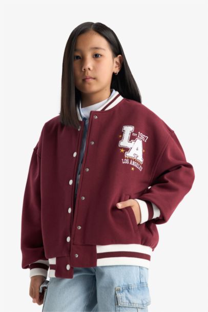 Girl Slogan Printed Thick Fabric Cardigan