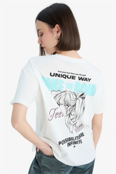 تيشيرت نص ردن اوفر سايز بياخة مستديرة