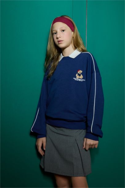 Girl Oversize Fit Crew Neck Printed Sweatshirt