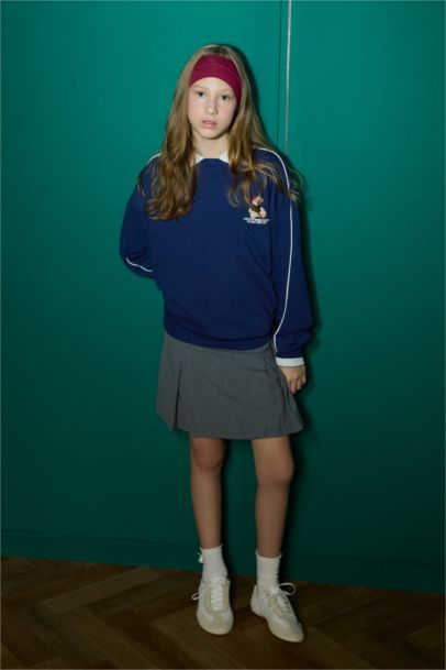 Girl Oversize Fit Crew Neck Printed Sweatshirt