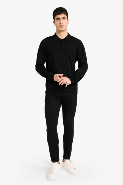 سويت شيرت قصة عادية بياقة بولو