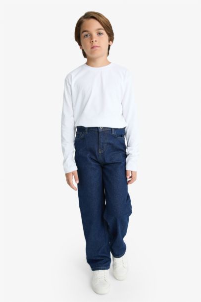 بنطلون جينز اولادي وايد ليج قصة واسعة