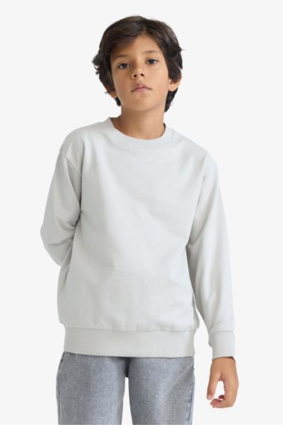 سويت شيرت ولادي بيزك سادة قصة عادية بياخة مستديرة