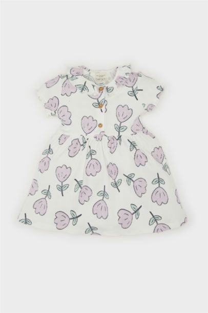 Robe courte fleurie à manches courtes pour bébé fille