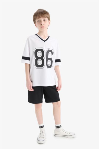 T-shirt oversize imprimé à col V et manches courtes pour garçon