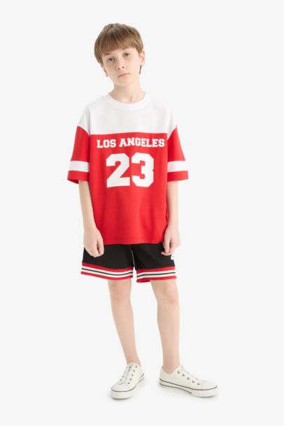 Boy Oversize Fit Crew Neck Color Block Printed T-Shirt