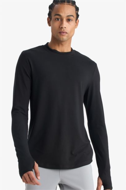 Slim Fit Dar Kesim Dik Yaka Sporcu Uzun Kollu Body