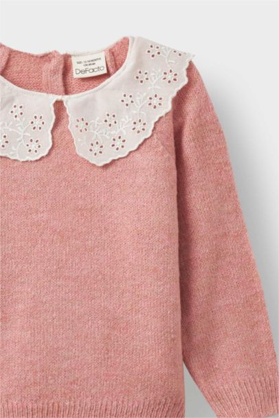 Büyük Yaka Triko Kazak Kız Bebek