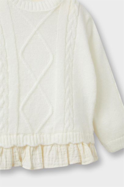 Bisiklet Yaka Triko Kazak Kız Bebek