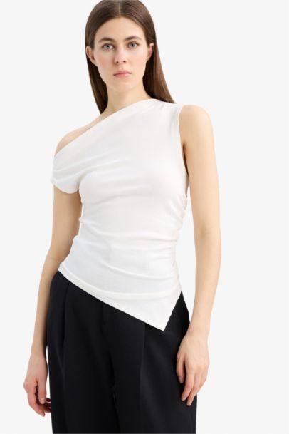 Slim Fit Ribana One Shoulder Tank Top