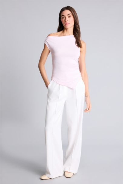 Slım Fıt Tek Omuzlu Ribana Tişört