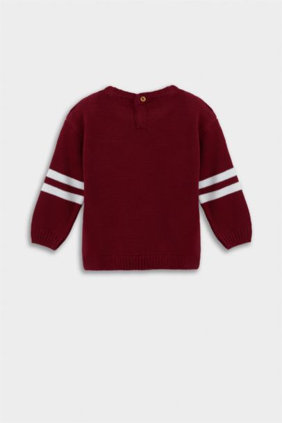 Bisiklet Yaka Baskılı Triko Kazak Erkek Bebek