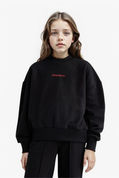 2'li Takım Baskılı Sweatshirt Eşofman Altı Kız Çocuk