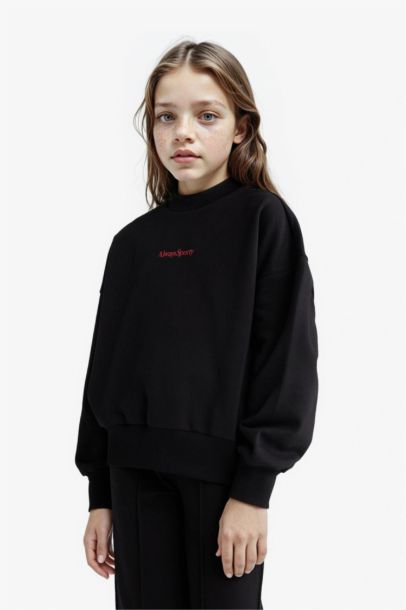 2'li Takım Baskılı Sweatshirt Eşofman Altı Kız Çocuk