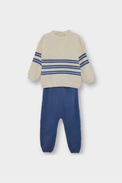 Baby Boy 2 piece Regular Fit Stripped Knit Pullover and Pants Set