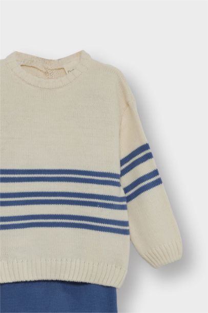 Baby Boy 2 piece Regular Fit Stripped Knit Pullover and Pants Set