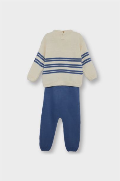 Baby Boy 2 piece Regular Fit Stripped Knit Pullover and Pants Set