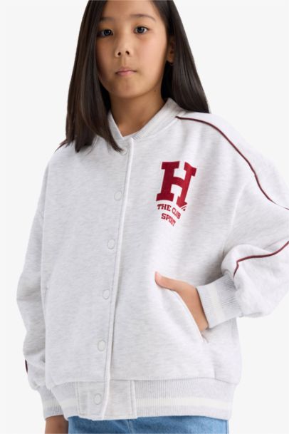 Girl University Printed Thick Fabric Cardigan