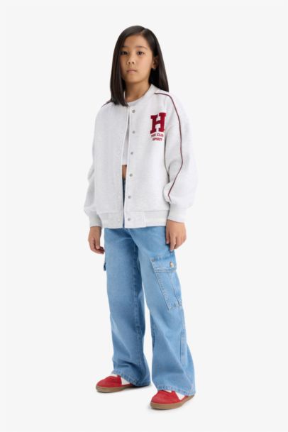 Girl University Printed Thick Fabric Cardigan