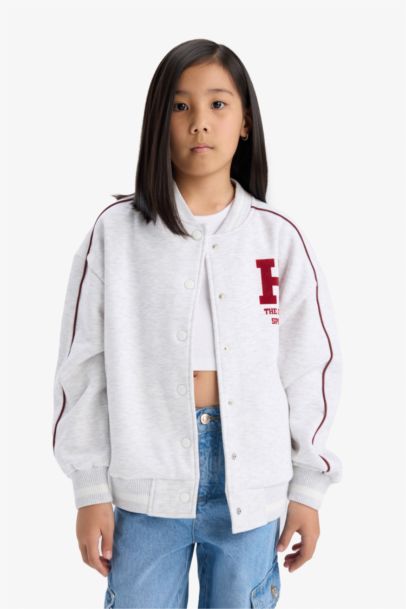 Girl University Printed Thick Fabric Cardigan