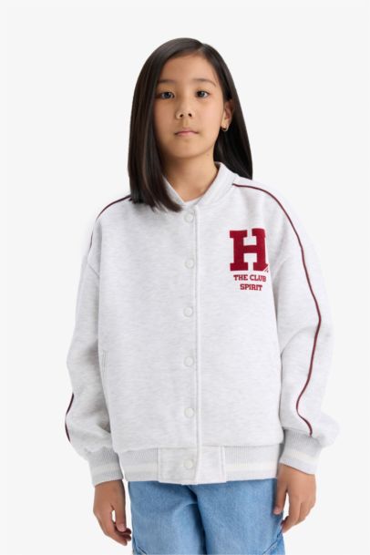 Girl University Printed Thick Fabric Cardigan