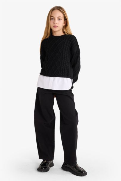 Girl Regular Fit Crew Neck Pullover