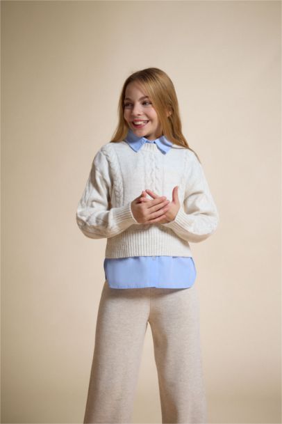 Girl Crew Neck Knit Pullover