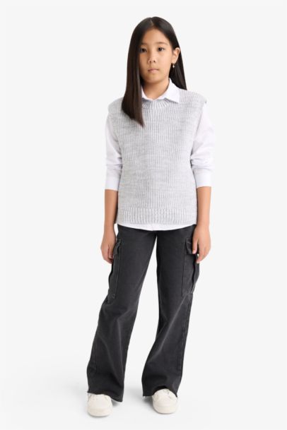 Girl Crew Neck Knit Vest