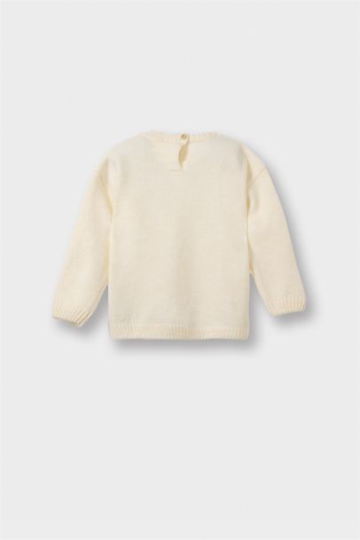 Bisiklet Yaka Çiçekli Triko Kazak Kız Bebek