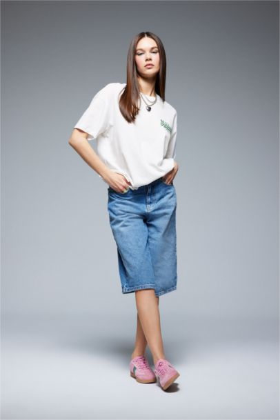 Oversize Fit Crew Neck Back Printed T-Shirt