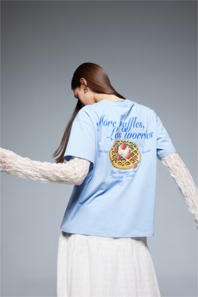 Oversize Fit Crew Neck Back Printed T-Shirt