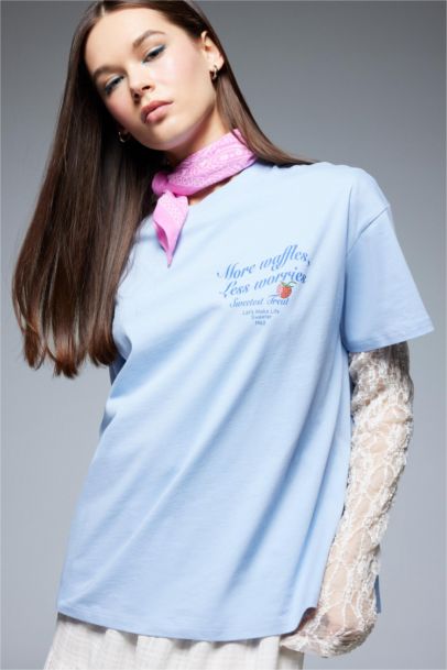 Oversize Fit Crew Neck Back Printed T-Shirt