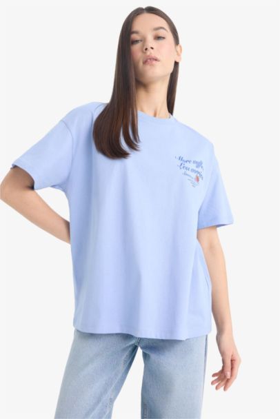 Oversize Fit Crew Neck Back Printed T-Shirt